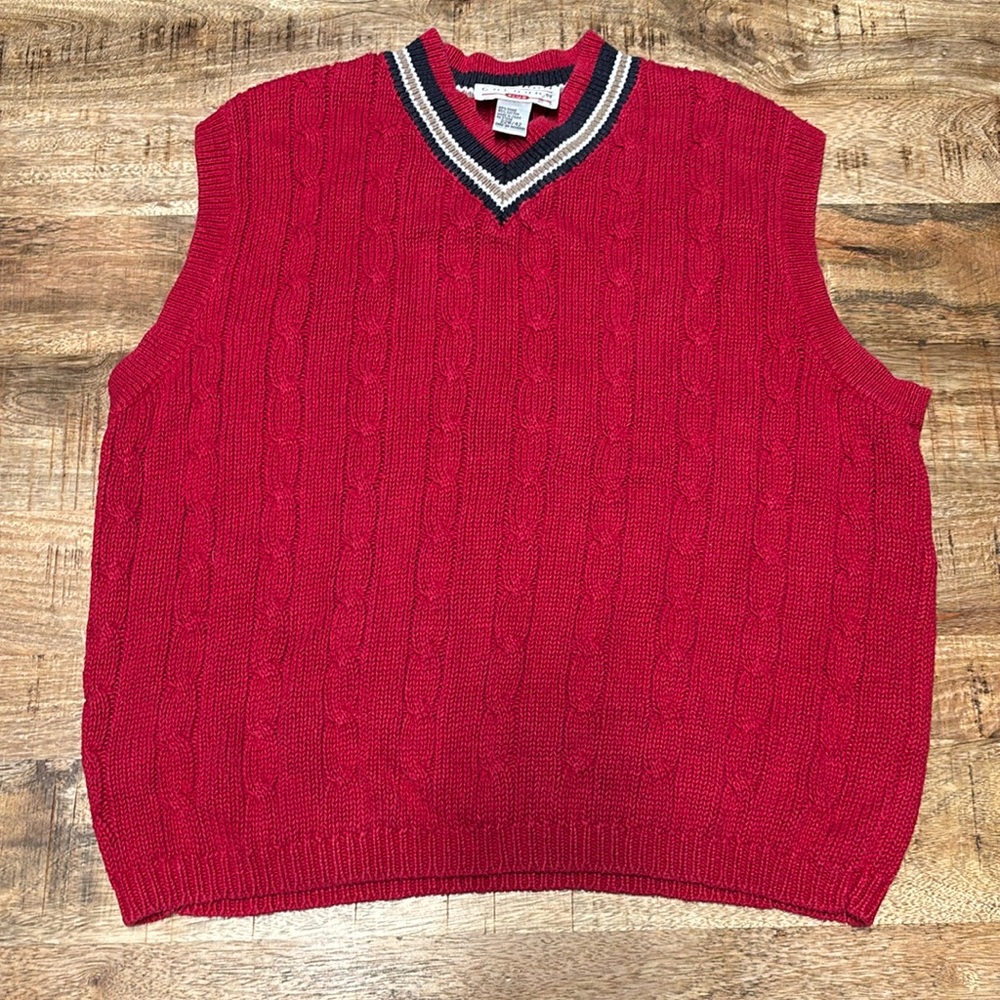 Carolina Colours Plus vest sz 22w/42 color red Cotton Blend Cable Knit (10)
